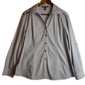 MACDOUGAL & HOUSTON PINSTRIPE SHIRT LONG SLEEVE W/ ROLL UP TAB and EPAULETS XL